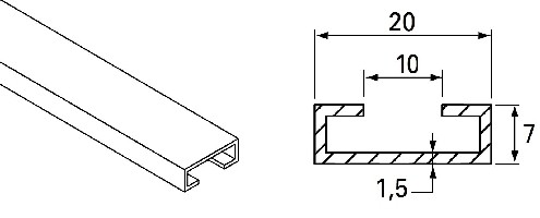 Aluminium-Schiene 10 x 2,5 Meter fr 9016703 und 9015946
