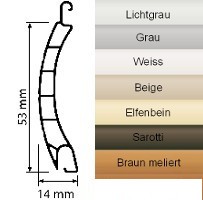 Roma Rollladen 14/53 PVC, 53 x 14 mm, konfektioniert